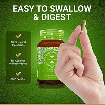 Organic Green Tea Extract Capsules – USDA Organic Certified | 60 Green Tea Capsules | Green Tea Pills | EGCG Green Tea Extract | 50% Polyphenols EGCG Supplements
