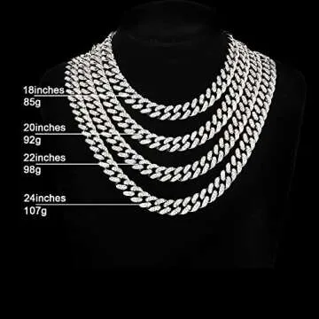 FEEL STYLE Mens Cuban Link Chain Gold Silver Plated Bling Miami Cuban Necklace Diamond Chain for Men 13MM Iced Out Hip Hop Jewelry 18-24inch (20inch, Silver)