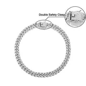 FEEL STYLE Mens Cuban Link Chain Gold Silver Plated Bling Miami Cuban Necklace Diamond Chain for Men 13MM Iced Out Hip Hop Jewelry 18-24inch (20inch, Silver)