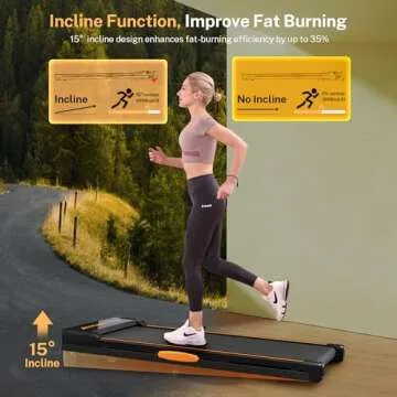 ACTFLAME Walking Pad Treadmill with Incline, Under Desk Treadmills, Portable Treadmill for Home Offi...