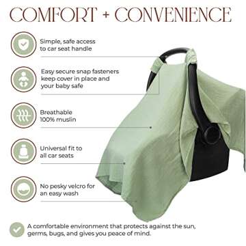 Comfy Cubs Soft Baby Car Seat Cover - Sun & Bug Protection