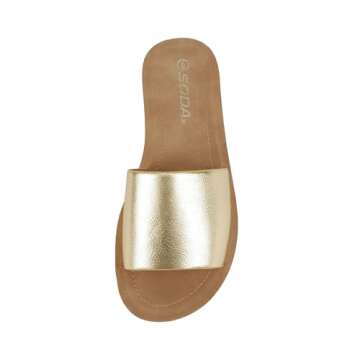 Soda Shoes Women Flip Flops Basic Plain Slippers Slip On Sandals Slides Casual Peep Toe Beach Efron-S Gold 11