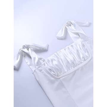 Hilinker Women's Square Neck Sleeveless Bodysuit Tie Shoulder Ruched Leotard White Small