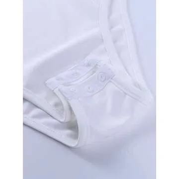 Hilinker Women's Square Neck Sleeveless Bodysuit Tie Shoulder Ruched Leotard White Small