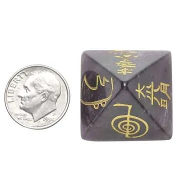 CrystalTears Usui Reiki Symbols Pyramid-Amethyst w/Etched Reiki Symbols Healing Crystal Stone