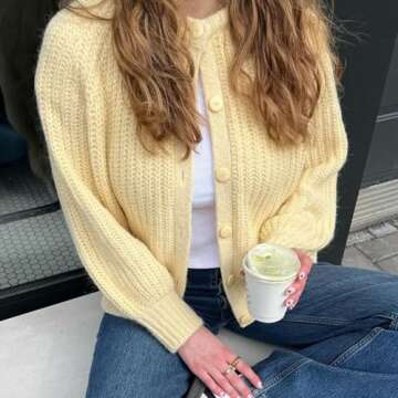 Stylish Women Y2k Knitted Cropped Cardigan Sweater