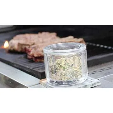 KooK Glass Salt Cellar, with Glass Lid, Embossed Pressed Glass, Clear Storage Container, for Coffee, Sugar, Spices and Candies, Dishwasher Safe, 10 oz