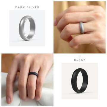 ThunderFit Women’s Silicone Engagement Rings, 5.5mm Wide, 2mm Thick, Wedding Rubber Bands, Variety Multipack 1-7