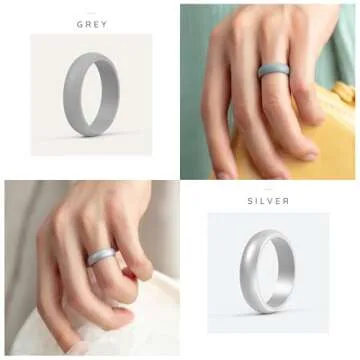 ThunderFit Women’s Silicone Engagement Rings, 5.5mm Wide, 2mm Thick, Wedding Rubber Bands, Variety Multipack 1-7