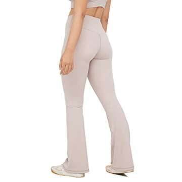 Puedizux Women Cross Waist Flare Yoga Pants High Waisted Bootcut Wide Leg Workout Leggings 32“