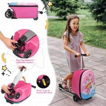 VLIVE Scooter Suitcase for Kids - Fun Unicorn Carry On