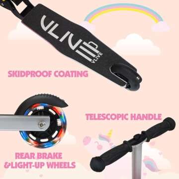 VLIVE Scooter Suitcase for Kids - Fun Unicorn Carry On