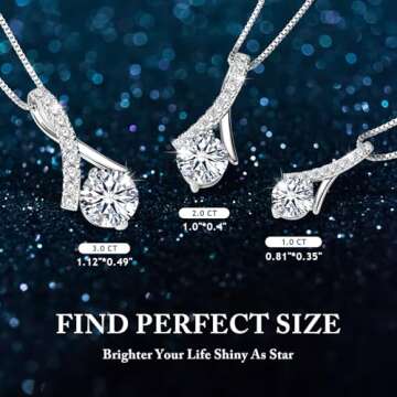 JL LITTLE FOREST Moissanite Necklace Gifts for Women, 1-3 Carat D Color VVS1 Clarity Lab Created Simulated Diamond Pendant Anniversary Birthday Jewelry Present for Wife Mom (1 Carats)