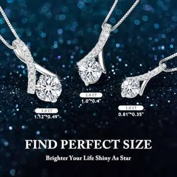 JL LITTLE FOREST Moissanite Necklace Gifts for Women, 1-3 Carat D Color VVS1 Clarity Lab Created Simulated Diamond Pendant Anniversary Birthday Jewelry Present for Wife Mom (1 Carats)