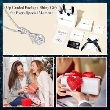 JL LITTLE FOREST Moissanite Necklace Gifts for Women, 1-3 Carat D Color VVS1 Clarity Lab Created Simulated Diamond Pendant Anniversary Birthday Jewelry Present for Wife Mom (1 Carats)