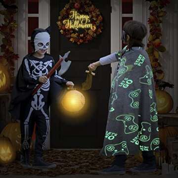 Levens Glow in The Dark Blanket Gaming Toys Gifts for Boys, Gamer Controller Decor for Christmas Eas...