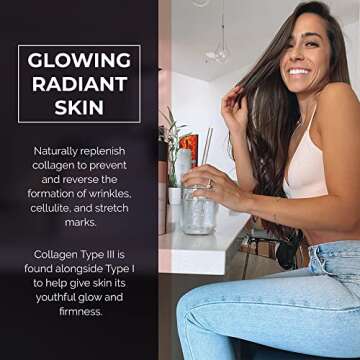 Beauty Tonic Beauty Collagen Powder Supplement - 20 Single-Serving Sticks, Unflavored, Non-GMO, Collagen Type I and III, Made in The USA