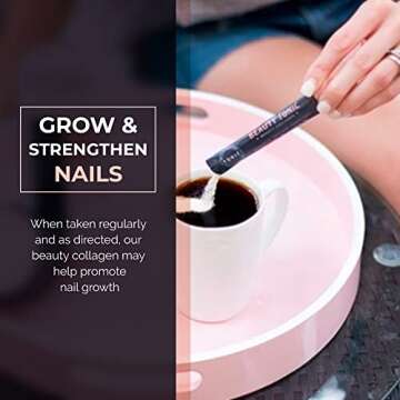 Beauty Tonic Beauty Collagen Powder Supplement - 20 Single-Serving Sticks, Unflavored, Non-GMO, Collagen Type I and III, Made in The USA