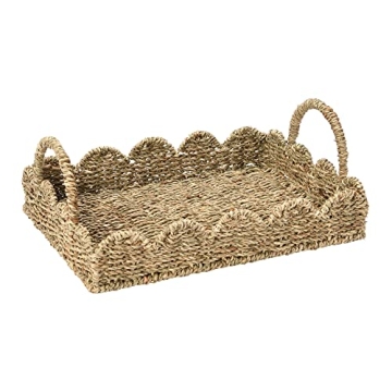 Stylish Seagrass Tray with Scalloped Edge