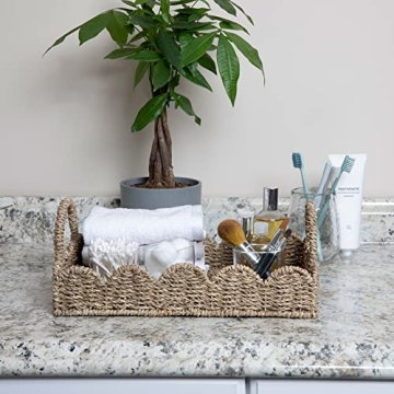Stylish Seagrass Tray with Scalloped Edge