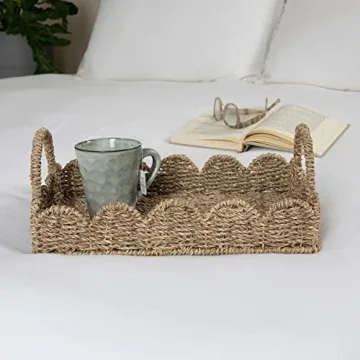 Stylish Seagrass Tray with Scalloped Edge