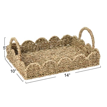Stylish Seagrass Tray with Scalloped Edge