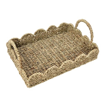 Stylish Seagrass Tray with Scalloped Edge