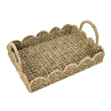 Stylish Seagrass Tray with Scalloped Edge