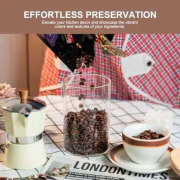 Glass Food Storage Jars 6-Pack 37oz - 4x6 in-Clear Glass Food Canisters with Bamboo Lid Airtight For Serving Tea, Coffee, Flour, Sugar, Candy, Cookie, Spice and More (Circular)