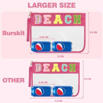 Burskit Beach Bag with Glitter Chenille Letters | Waterproof