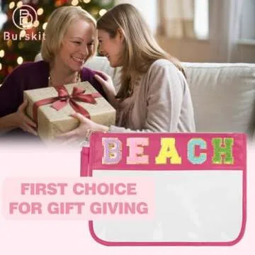 Burskit Beach Bag with Glitter Chenille Letters | Waterproof