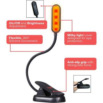 Hooga Rechargeable Book Light with Amber & Red LED