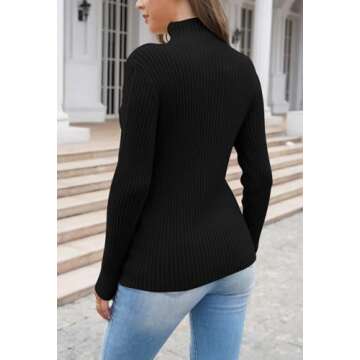 Pink Queen Women's Cable Knitted Turtleneck Casual Pullover Sweaters Black L
