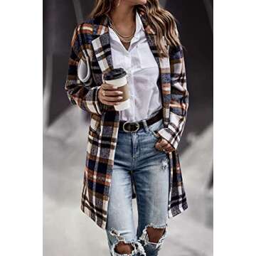 PRETTYGARDEN Women's Cozy Plaid Shacket Jacket for Winter