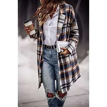PRETTYGARDEN Women's Stylish Plaid Shacket Jacket