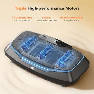 FLYBIRD 4D Vibration Plate 500 LBS Capacity, Oscillation, Linear, Pulsation Vibration Plate Exercise Machine, Triple Motors Vibration Plate for Lymphatic Drainage & Bone Density Building-Black