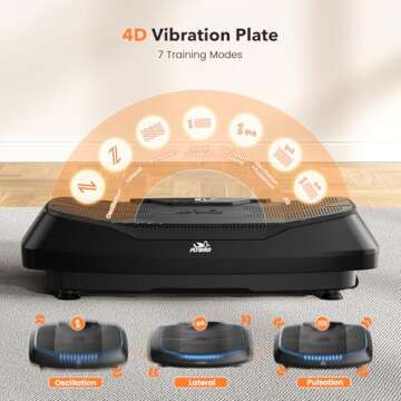FLYBIRD 4D Vibration Plate 500 LBS Capacity, Oscillation, Linear, Pulsation Vibration Plate Exercise Machine, Triple Motors Vibration Plate for Lymphatic Drainage & Bone Density Building-Black