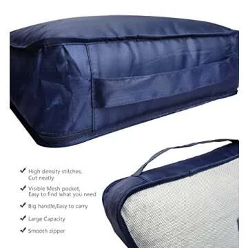 7 Packing Bags Travel Cubes Luggage Organizers Suitcase Storage Clothes Shoes Underwear Bags Set Pack Navy Blue