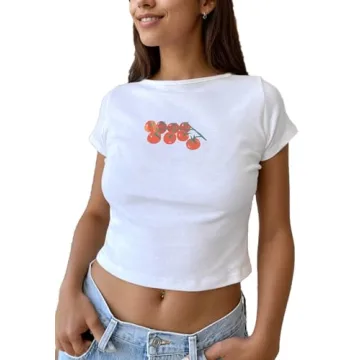 Y2K Women's Graphic Crop Top Soft Stylish Summer Tee