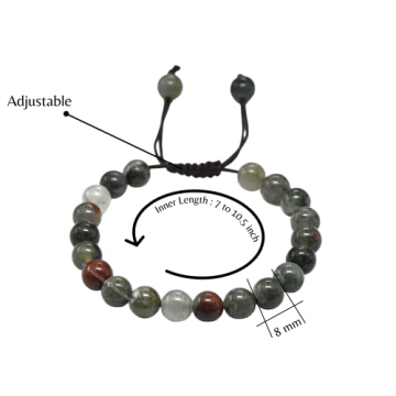 African Bloodstone Adjustable Bracelet for Men & Women