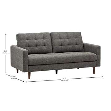 Amazon Brand – Rivet Cove Mid-Century Modern Tufted Apartment Sofa, 72"W, Dark Grey