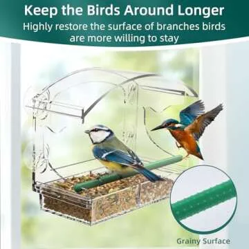 Window Bird Feeder with 4 Strong Suction Cups, Clear Window Bird Feeder for Outside, Acrylic Bird Ho...