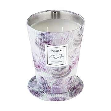 Voluspa Violet and Honey 2 Wick Tin Table Candle, 26 Ounces