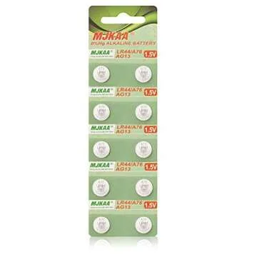 MJKAA 10pcs LR44 AG13 A76 357 303 SR44 1.5v Button Coin Cell Battery