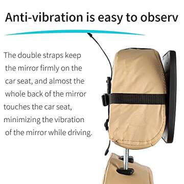 Baby Car Mirror Most Stable Backseat Mirror with Premium Matte Finish Super Clear PMMA Material Mirror Safe, Secure and Shatterproof,Black