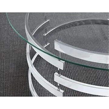 Steve Silver Company Tayside Contemporary Design, Plated Base, Tempered Glass Top, Modern Artistry Cocktail Table, 35" W x 35" D x 18" H, Clear/Chrome