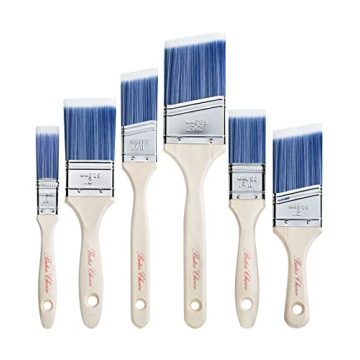 Bates Paint Brushes 6 Pack - Premium Wood Handle Brushes for Smooth, Streak-Free Painting
