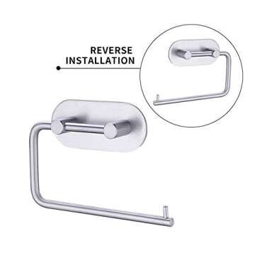 KES Self Adhesive Toilet Paper Holder SUS 304 Stainless Steel Storage Bathroom Kitchen Paper Towel Dispenser Stick On Sticky Tissue Roll Hanger Wall Mount Contemporary Style, Brushed Finish, A7071-2