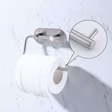 KES Self Adhesive Toilet Paper Holder SUS 304 Stainless Steel Storage Bathroom Kitchen Paper Towel Dispenser Stick On Sticky Tissue Roll Hanger Wall Mount Contemporary Style, Brushed Finish, A7071-2