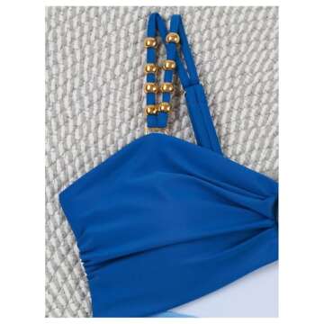 Verdusa Women's Colorblock One Piece Swimsuit Blue